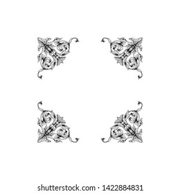 Baroque ornament with filigree in vector format for design frame, pattern. Vintage victorian or damask floral element.