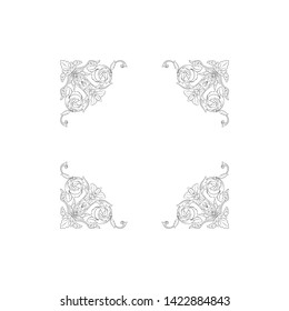 Baroque ornament with filigree in vector format for design frame, pattern. Vintage victorian or damask floral element.