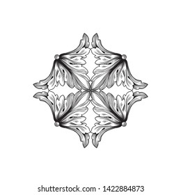 Baroque ornament with filigree in vector format for design frame, pattern. Vintage victorian or damask floral element.