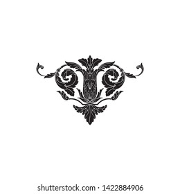 Baroque ornament with filigree in vector format for design frame, pattern. Vintage victorian or damask floral element.