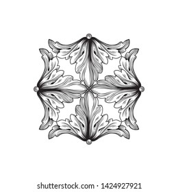 Baroque ornament with filigree in vector format for design frame, pattern. Vintage victorian or damask floral element.