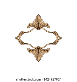 Baroque ornament with filigree in vector format for design frame, pattern. Vintage victorian or damask floral element.