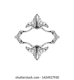 Baroque ornament with filigree in vector format for design frame, pattern. Vintage victorian or damask floral element.