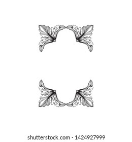 Baroque ornament with filigree in vector format for design frame, pattern. Vintage victorian or damask floral element.