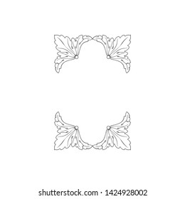 Baroque ornament with filigree in vector format for design frame, pattern. Vintage victorian or damask floral element.