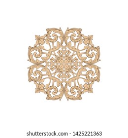 Baroque ornament with filigree in vector format for design frame, pattern. Vintage victorian or damask floral element. 