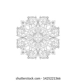 Baroque ornament with filigree in vector format for design frame, pattern. Vintage victorian or damask floral element. 