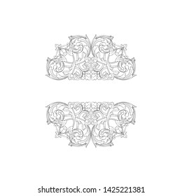 Baroque ornament with filigree in vector format for design frame, pattern. Vintage victorian or damask floral element. 