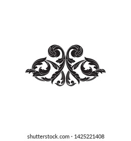 Baroque ornament with filigree in vector format for design frame, pattern. Vintage victorian or damask floral element. 
