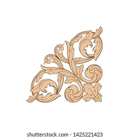 Baroque ornament with filigree in vector format for design frame, pattern. Vintage victorian or damask floral element. 