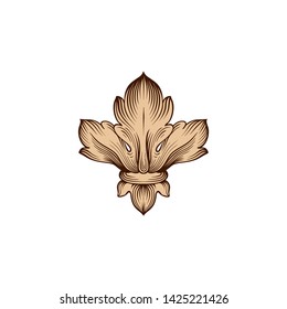 Baroque ornament with filigree in vector format for design frame, pattern. Vintage victorian or damask floral element. 