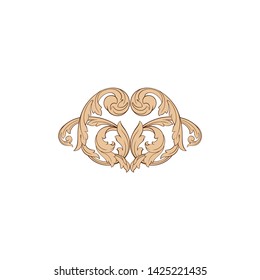 Baroque ornament with filigree in vector format for design frame, pattern. Vintage victorian or damask floral element. 