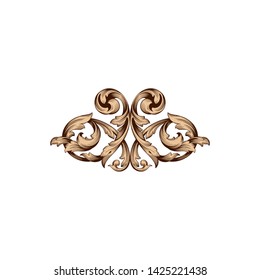 Baroque ornament with filigree in vector format for design frame, pattern. Vintage victorian or damask floral element. 