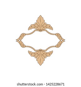Baroque ornament with filigree in vector format for design frame, pattern. Vintage victorian or damask floral element.