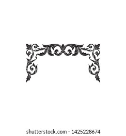 Baroque ornament with filigree in vector format for design frame, pattern. Vintage victorian or damask floral element.