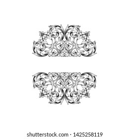 Baroque ornament with filigree in vector format for design frame, pattern. Vintage victorian or damask floral element.