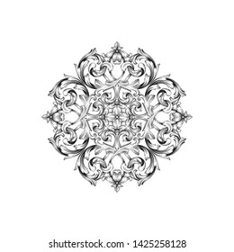 Baroque ornament with filigree in vector format for design frame, pattern. Vintage victorian or damask floral element.
