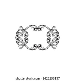 Baroque ornament with filigree in vector format for design frame, pattern. Vintage victorian or damask floral element.