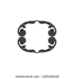 Baroque ornament with filigree in vector format for design frame, pattern. Vintage victorian or damask floral element.