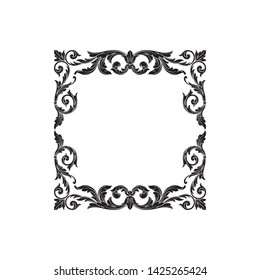 Baroque ornament with filigree in vector format for design frame, pattern. Vintage victorian or damask floral element.