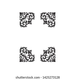 Baroque ornament with filigree in vector format for design frame, pattern. Vintage victorian or damask floral element. 