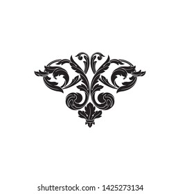 Baroque ornament with filigree in vector format for design frame, pattern. Vintage victorian or damask floral element. 
