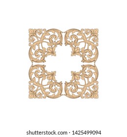 Baroque ornament with filigree in vector format for design frame, pattern. Vintage victorian or damask floral element. 