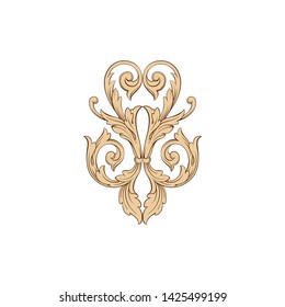 Baroque ornament with filigree in vector format for design frame, pattern. Vintage victorian or damask floral element.