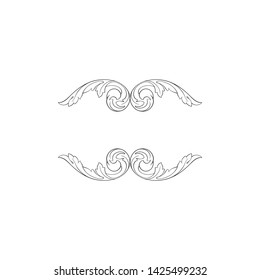 Baroque ornament with filigree in vector format for design frame, pattern. Vintage victorian or damask floral element.