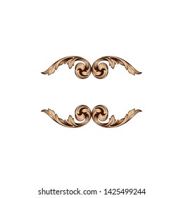 Baroque ornament with filigree in vector format for design frame, pattern. Vintage victorian or damask floral element.