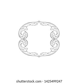 Baroque ornament with filigree in vector format for design frame, pattern. Vintage victorian or damask floral element.