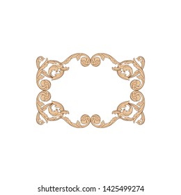 Baroque ornament with filigree in vector format for design frame, pattern. Vintage victorian or damask floral element.