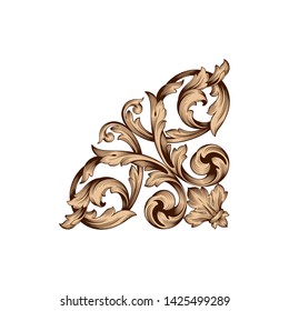 Baroque ornament with filigree in vector format for design frame, pattern. Vintage victorian or damask floral element.