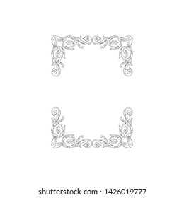 Baroque ornament with filigree in vector format for design frame, pattern. Vintage victorian or damask floral element.