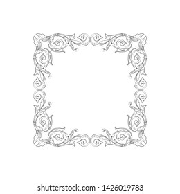 Baroque ornament with filigree in vector format for design frame, pattern. Vintage victorian or damask floral element.