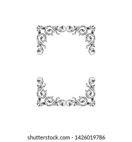 Baroque ornament with filigree in vector format for design frame, pattern. Vintage victorian or damask floral element.