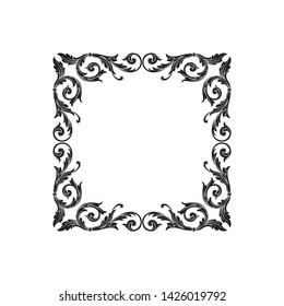 Baroque ornament with filigree in vector format for design frame, pattern. Vintage victorian or damask floral element.