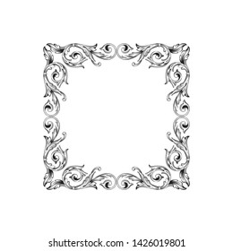 Baroque ornament with filigree in vector format for design frame, pattern. Vintage victorian or damask floral element.
