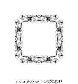 Baroque ornament with filigree in vector format for design frame, pattern. Vintage victorian or damask floral element.