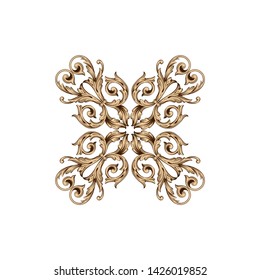 Baroque ornament with filigree in vector format for design frame, pattern. Vintage victorian or damask floral element.