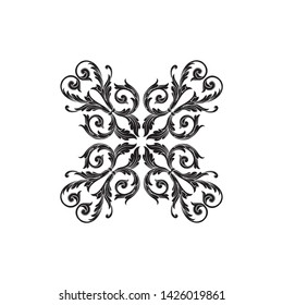 Baroque ornament with filigree in vector format for design frame, pattern. Vintage victorian or damask floral element.