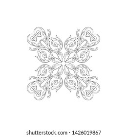 Baroque ornament with filigree in vector format for design frame, pattern. Vintage victorian or damask floral element.