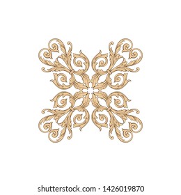 Baroque ornament with filigree in vector format for design frame, pattern. Vintage victorian or damask floral element.