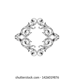 Baroque ornament with filigree in vector format for design frame, pattern. Vintage victorian or damask floral element.