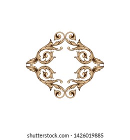 Baroque ornament with filigree in vector format for design frame, pattern. Vintage victorian or damask floral element.