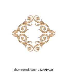 Baroque ornament with filigree in vector format for design frame, pattern. Vintage victorian or damask floral element.