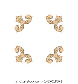 Baroque ornament with filigree in vector format for design frame, pattern. Vintage victorian or damask floral element.