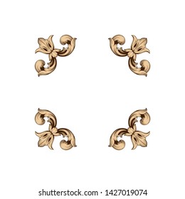Baroque ornament with filigree in vector format for design frame, pattern. Vintage victorian or damask floral element.