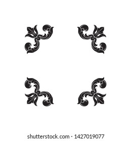 Baroque ornament with filigree in vector format for design frame, pattern. Vintage victorian or damask floral element.
