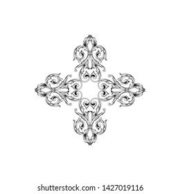 Baroque ornament with filigree in vector format for design frame, pattern. Vintage victorian or damask floral element.